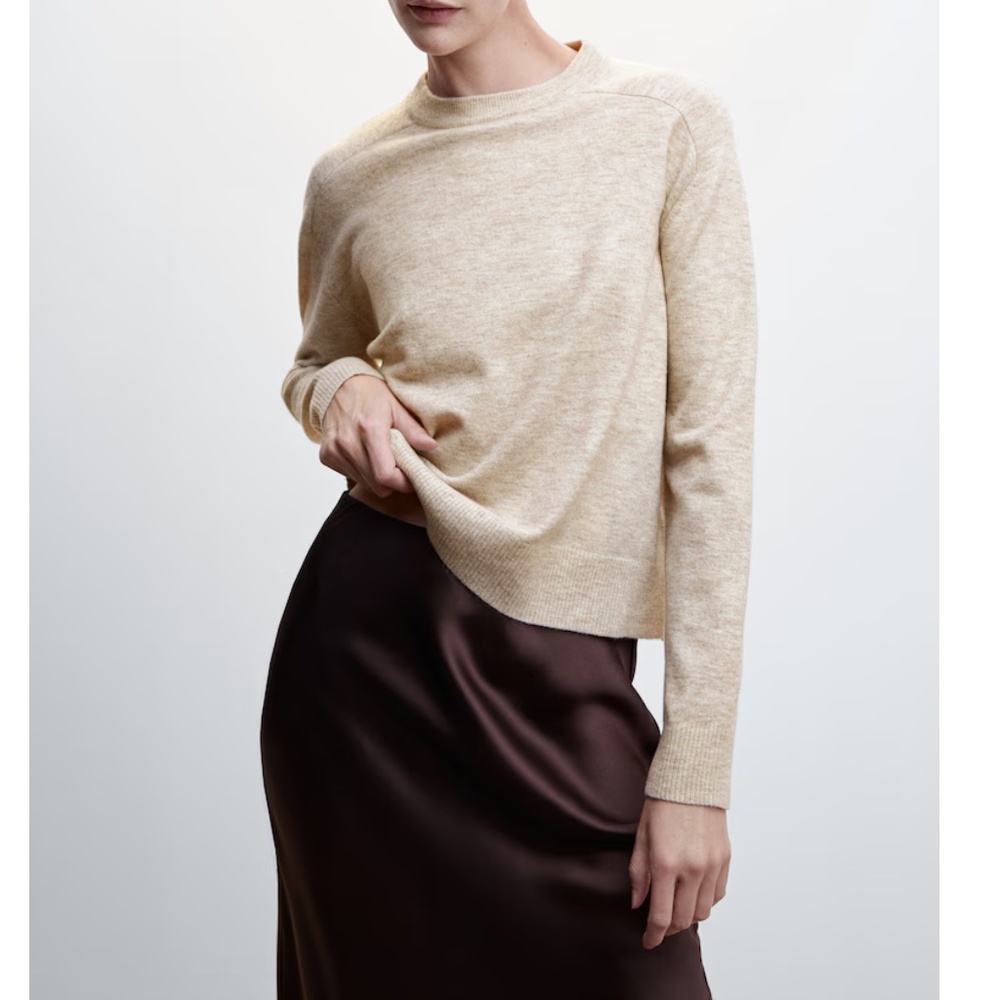 MANGO cotton-linen round-neck knit sweater